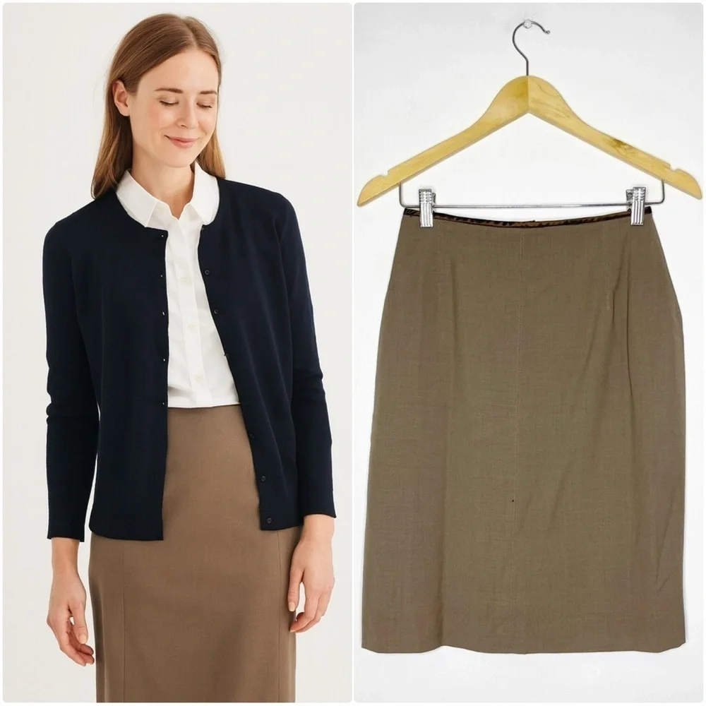 Jean Paul Gaultier Femme Brown Women’s Wool Pencil Skirt Size 6 designer